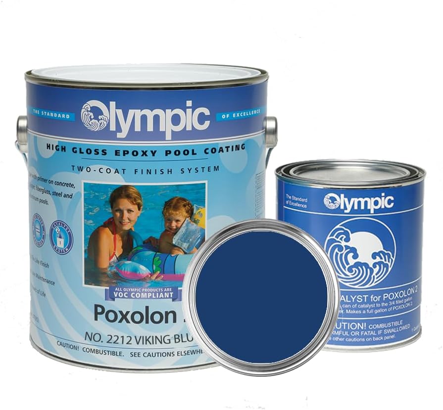 Olympic 2212 Poxolon 2 High Gloss Epoxy Pool Coating, Viking Blue, 1 g
