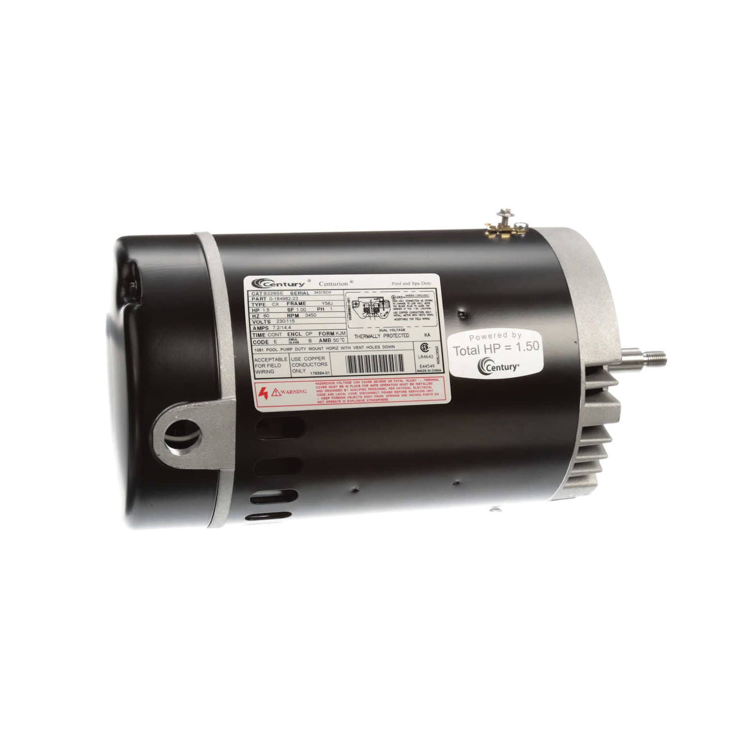 Century Pool Pump Motor 1.5HP 1-Speed 1 Phase 60Hz 230/115V 56J Frame