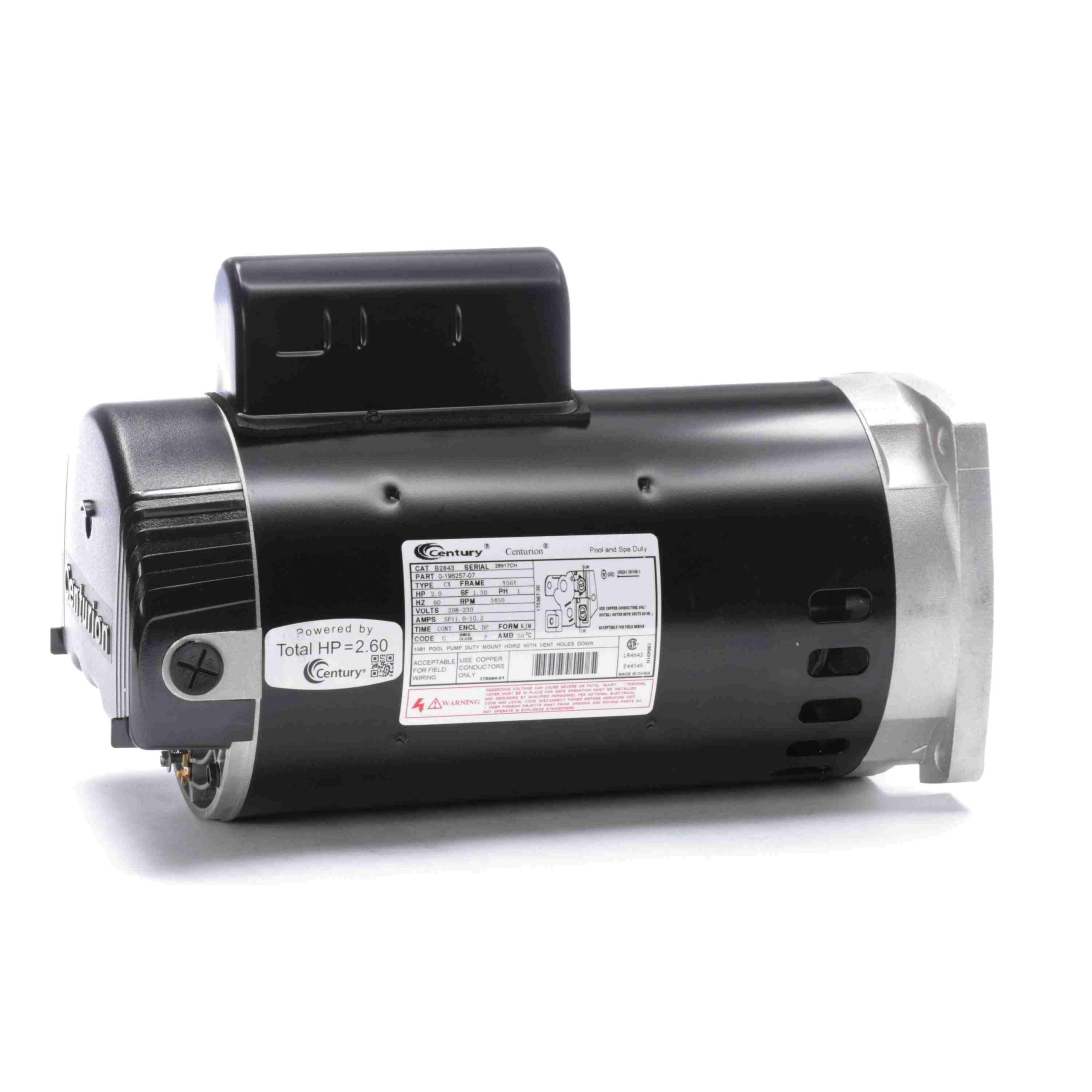 Century Pool Pump Motor 2HP 1-Speed 1 Phase 60Hz 208-230V 56Y Frame |