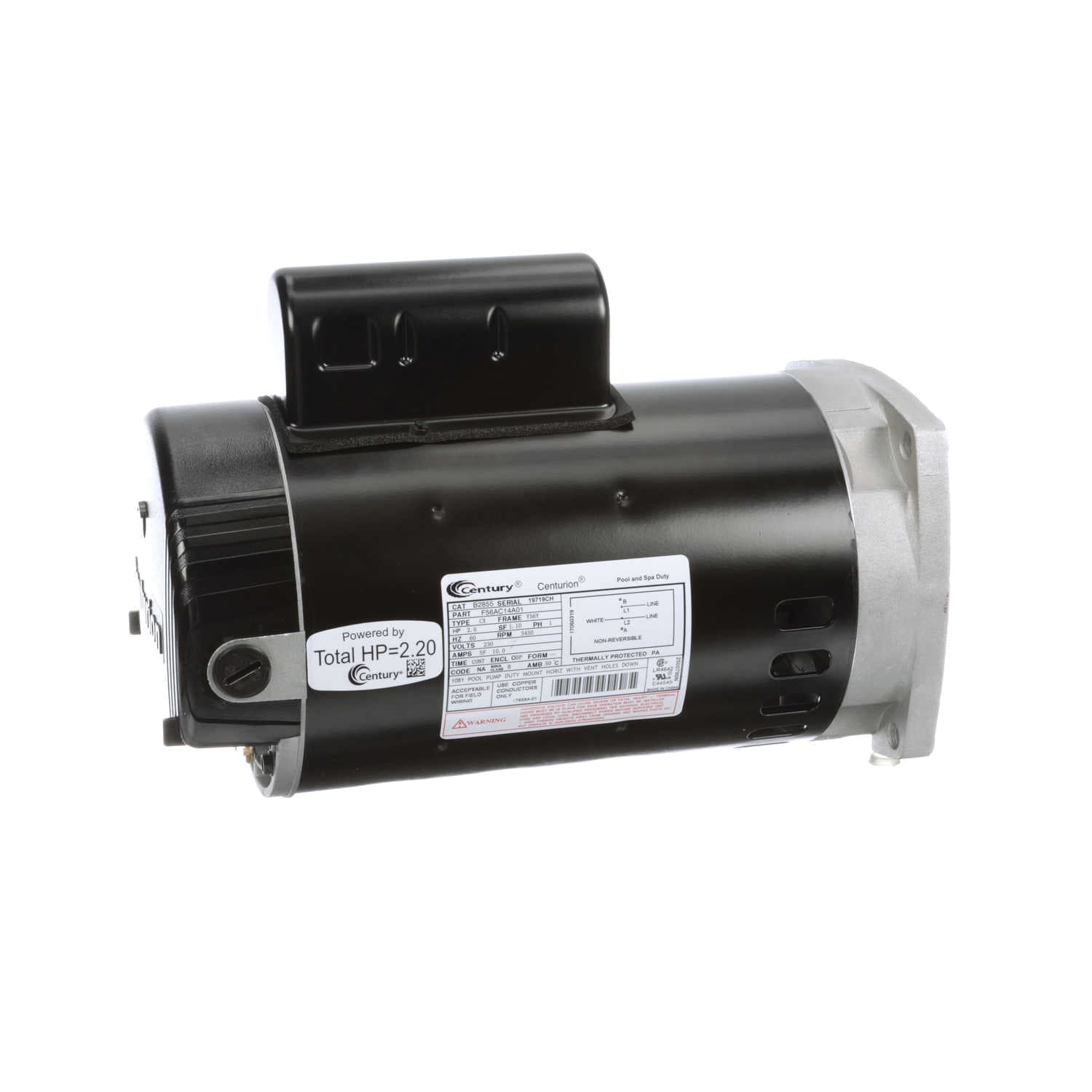 Century Pool Pump Motor 2HP 1-Speed 1 Phase 60Hz 230V 56Y Frame | B285
