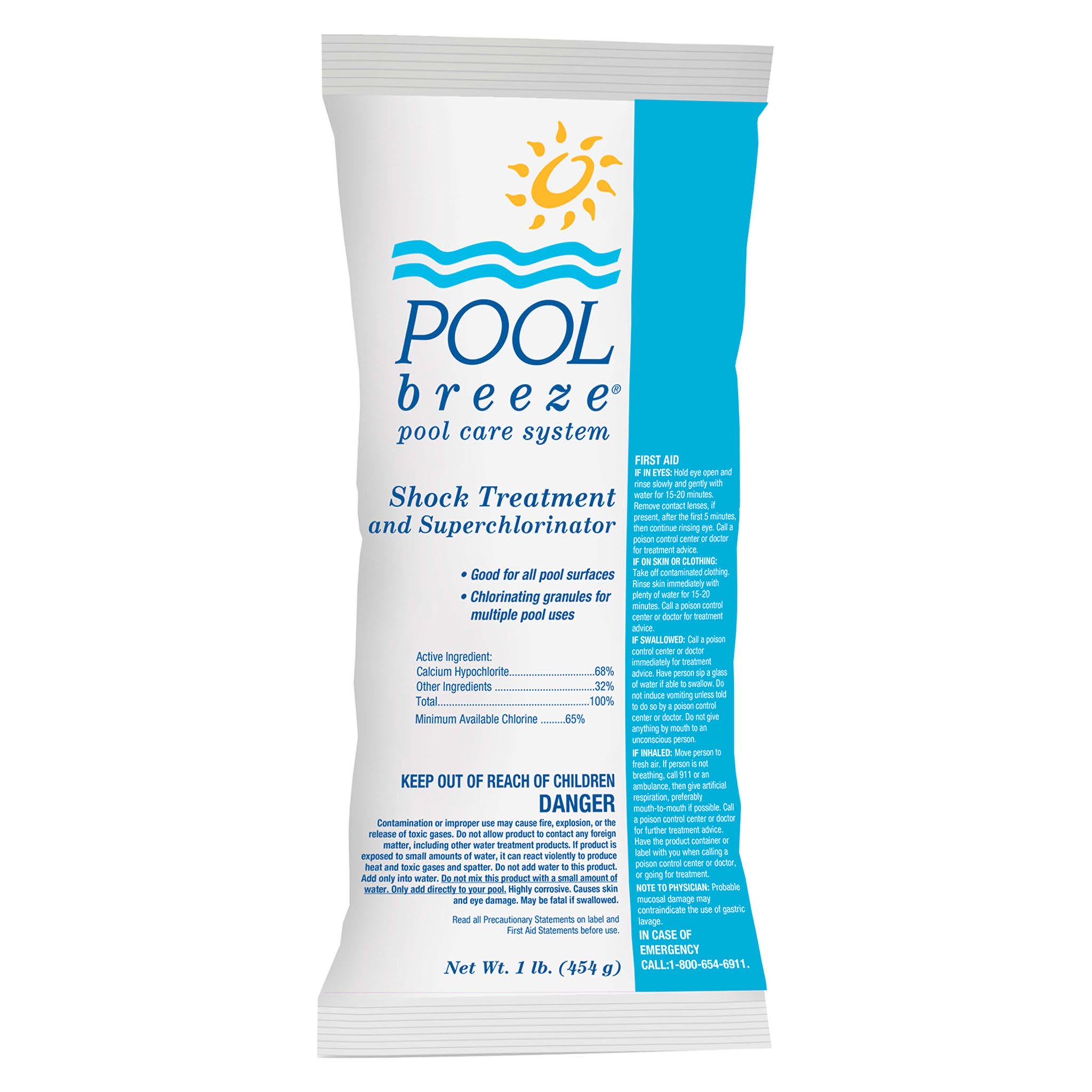 Pool Breeze 68 Cal Hypo Granular Chlorine Shock, 1 lb Bag, 23/Case | 8