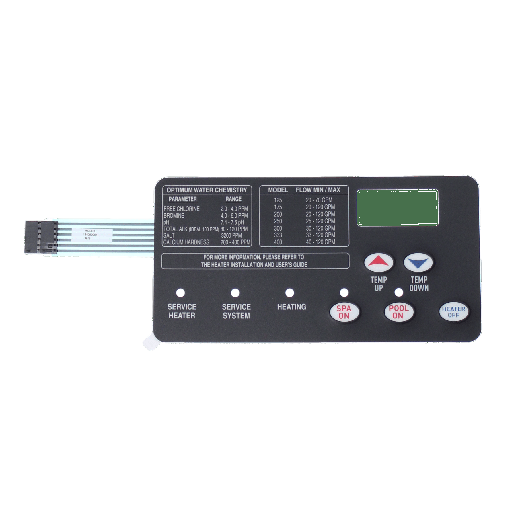 Pentair MasterTemp Heater 5 Button Membrane Keypad | 472610Z