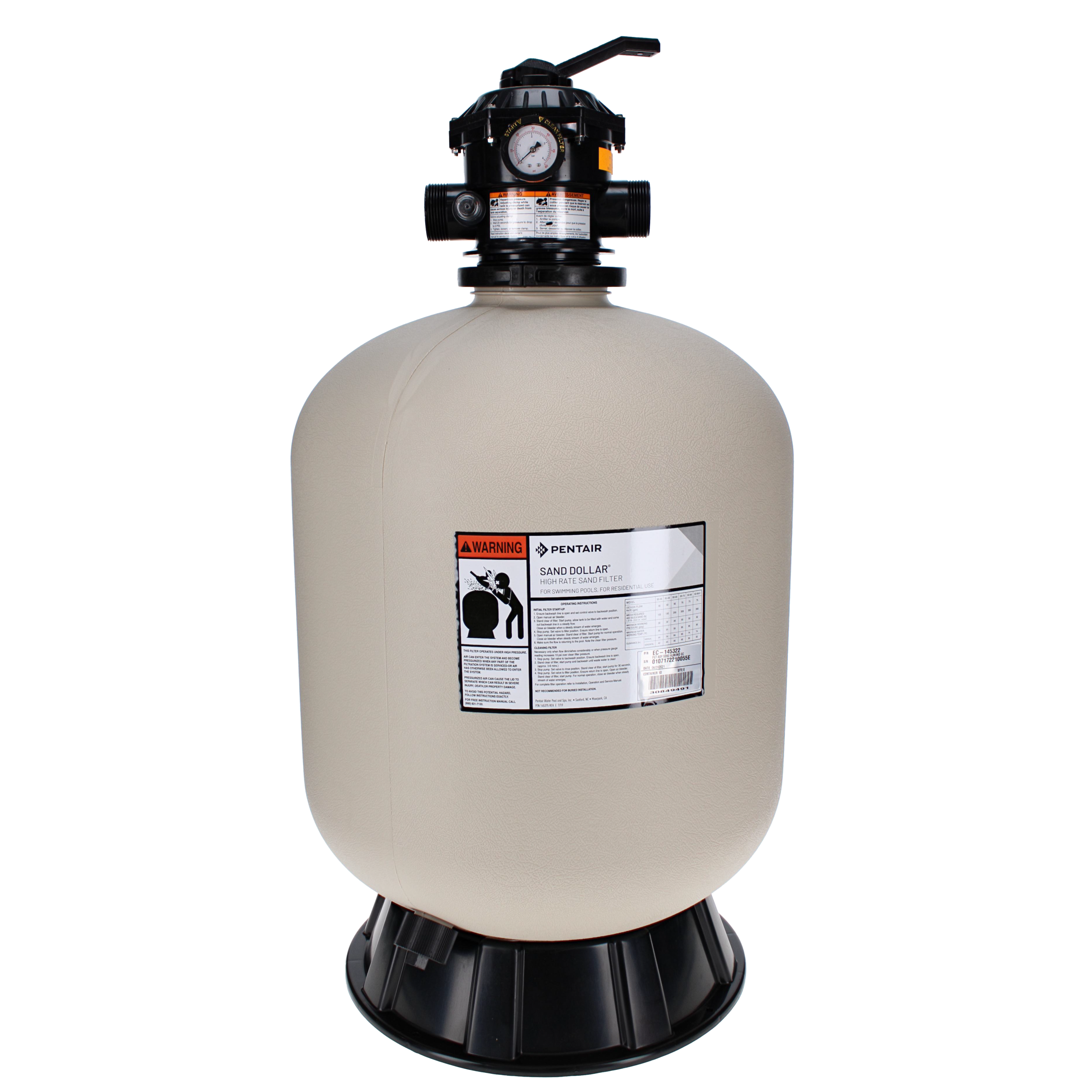 Pentair Sand Dollar SD60 2.3 sq ft Filter Top Mount | EC-145322
