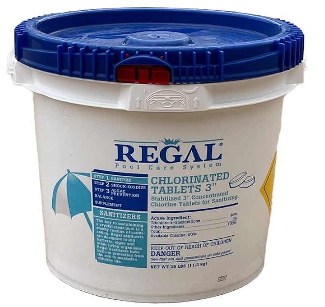 REGAL CHEMICALS 25 lb 3" Chlorinated Tabs Unwrapped Pail