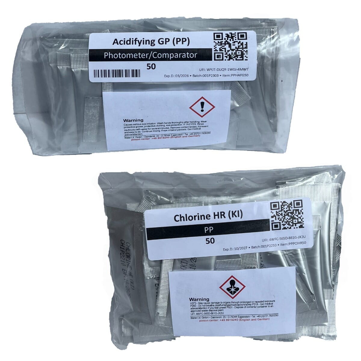 PoolLab Chlorine High Reading Pack (50 x Chlorine HR (KI) + Acidifying GP Powder Pillow)